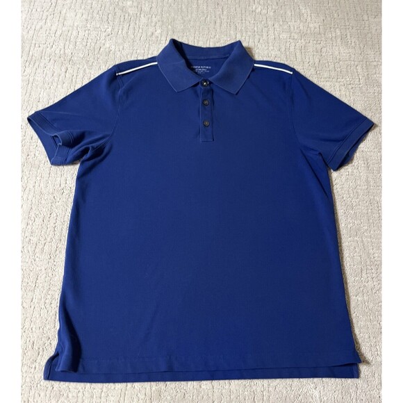 Banana Republic Men's L /T Blue Short Sleeve 3 Button Collared Golf Polo Shirt - Picture 1 of 10